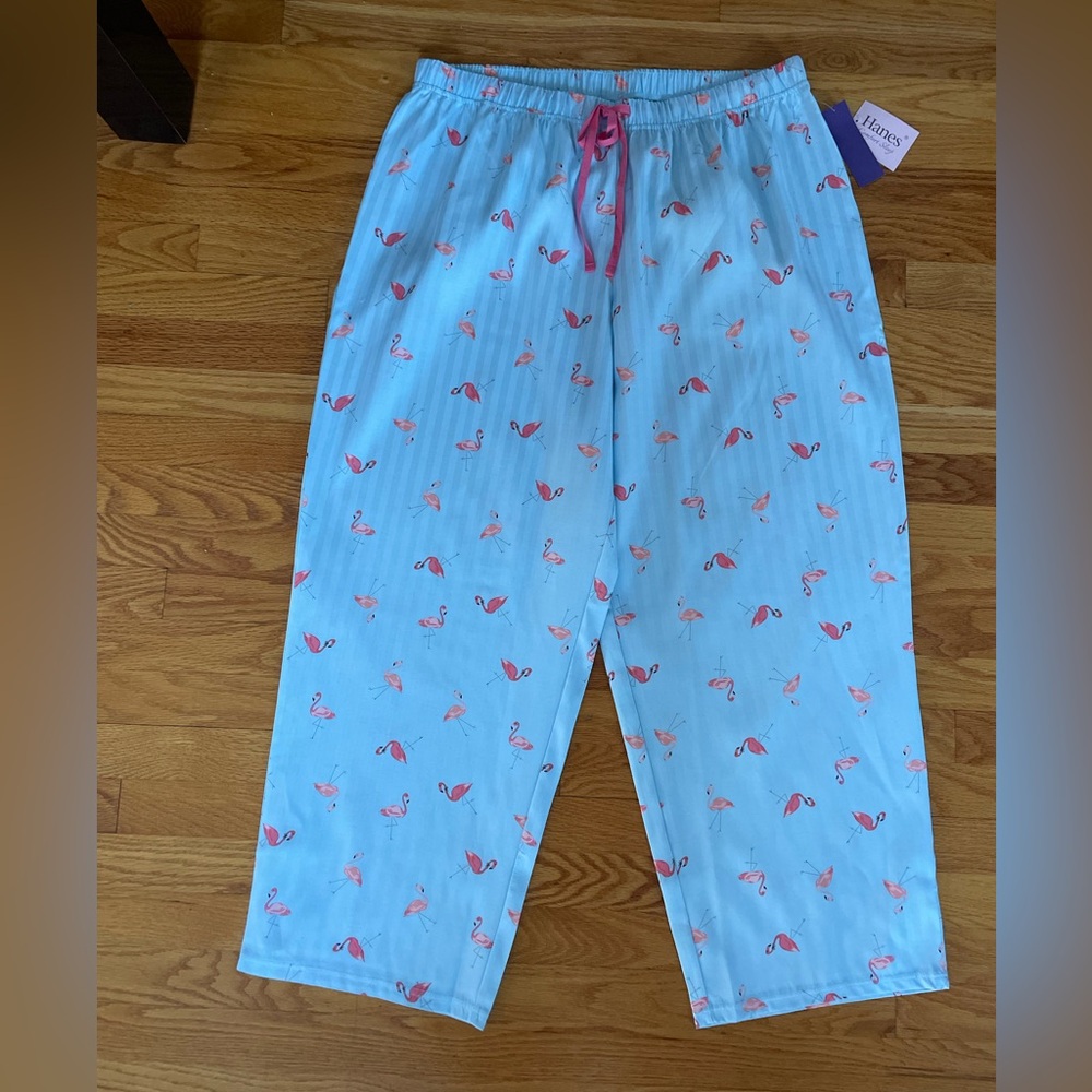 Hanes Comfort Sleep Flamingos Pajama Pants Womens 1X Pull On Lounge Bottoms
